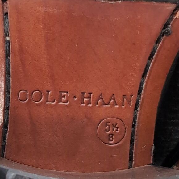 Y2k Cole Haan Black Leather Chunky Wooden Stacked Lug Sole Chelsea Boot 5.5 - Picture 7 of 14